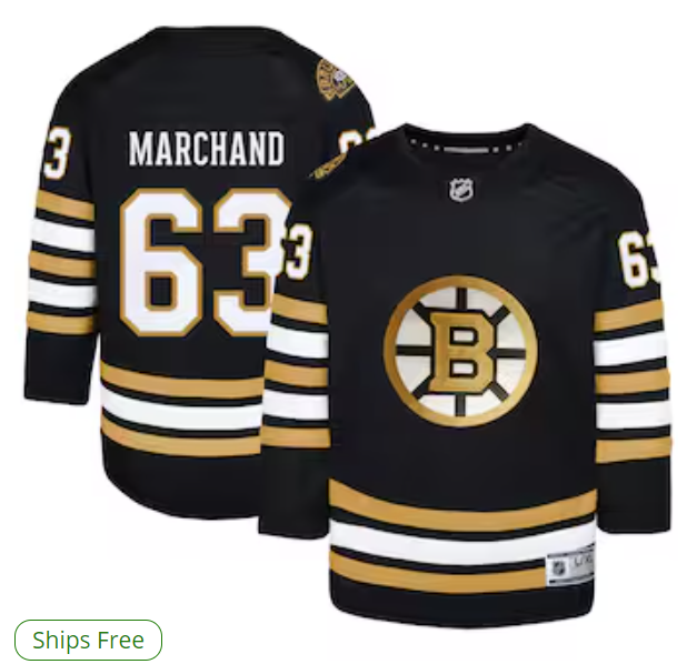 Brad Marchand Boston Bruins Youth 100th Anniversary Premier Player Jersey - Black