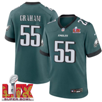 Brandon Graham No 55 Men Super Bowl LIX Philadelphia Eagles Home Game 2025 Jersey- Replica