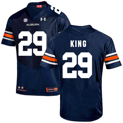 Brandon King Auburn Tigers Men's Jersey - #29 NCAA Navy Blue Stitched Authentic