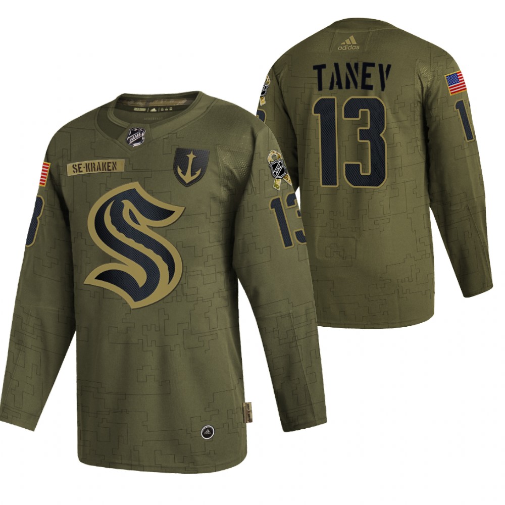 Brandon Tanev Kraken Veterans Day 2021 Olive Military Appreciation Jersey