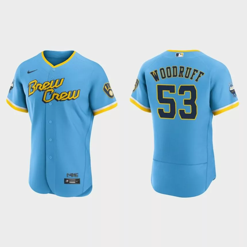 Brandon Woodruff Milwaukee Brewers 2022 City Connect Authentic Jersey – Powder Blue