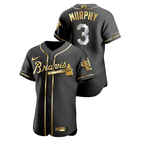 Braves 3 Dale Murphy Black Gold 2020 Nike Flexbase Jersey