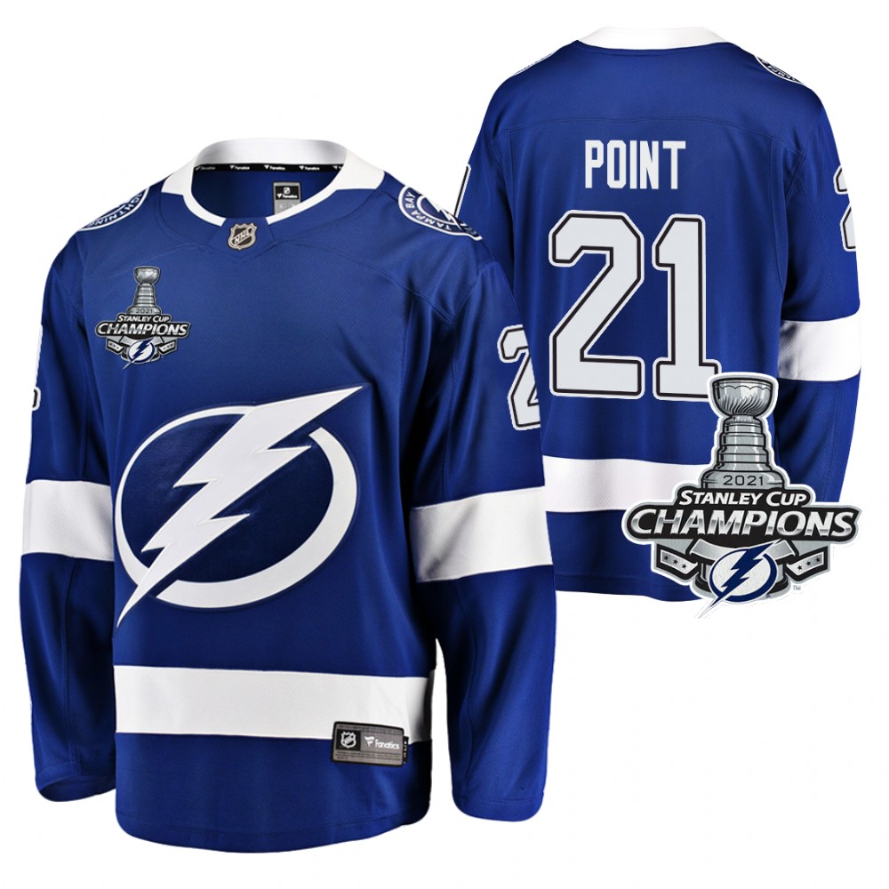 Brayden Point Lightning 2021 Stanley Cup Champions Blue Home Jersey