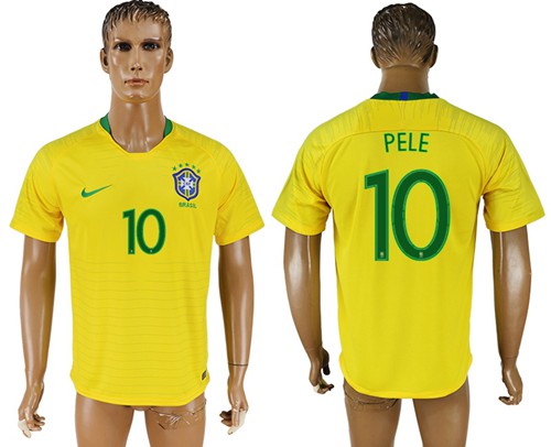 Brazil #10 Pele Home Soccer Country Jersey