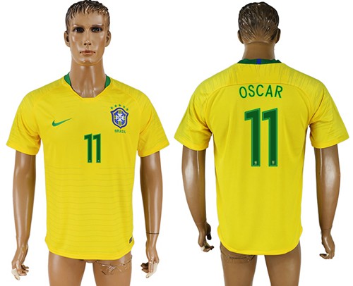 Brazil #11 Oscar Home Soccer Country Jersey