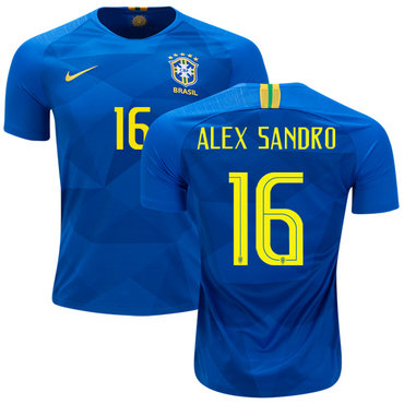 Brazil #16 Alex Sandro Away Soccer Country Jersey