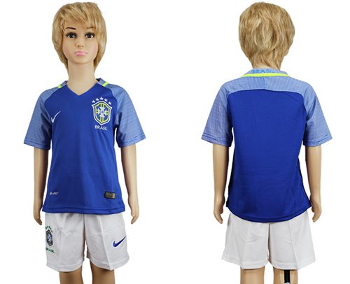 Brazil Blank Away Kid Soccer Country Jersey