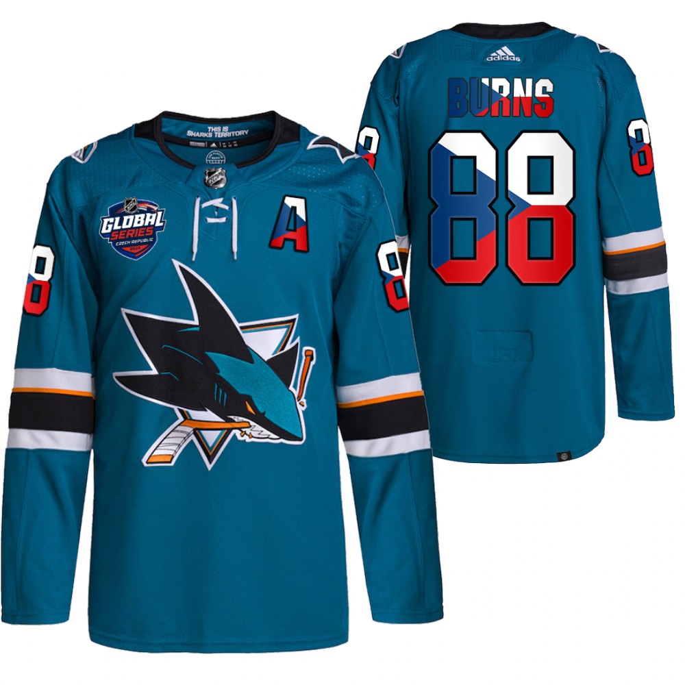 Brent Burns San Jose Sharks Teal 2022 NHL Global Series Czech Republic Challenge Jersey