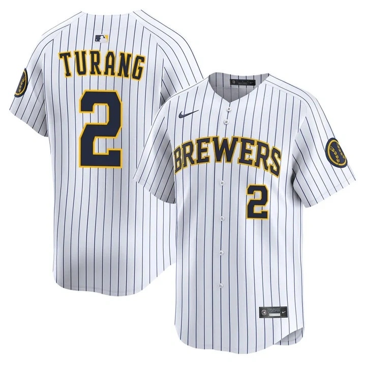 Brice Turang #2 Milwaukee Brewers Pinstripe Jersey