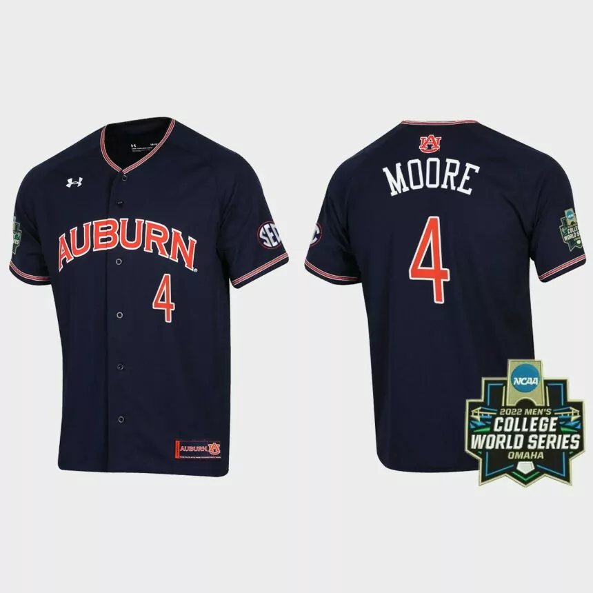 Brody Moore Auburn Tigers 2022 World Series Baseball Jersey – Navy