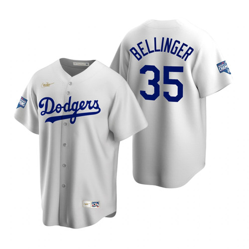 Brooklyn Dodgers #35 Cody Bellinger White 2020 World Series Champions Cooperstown Collection Jersey