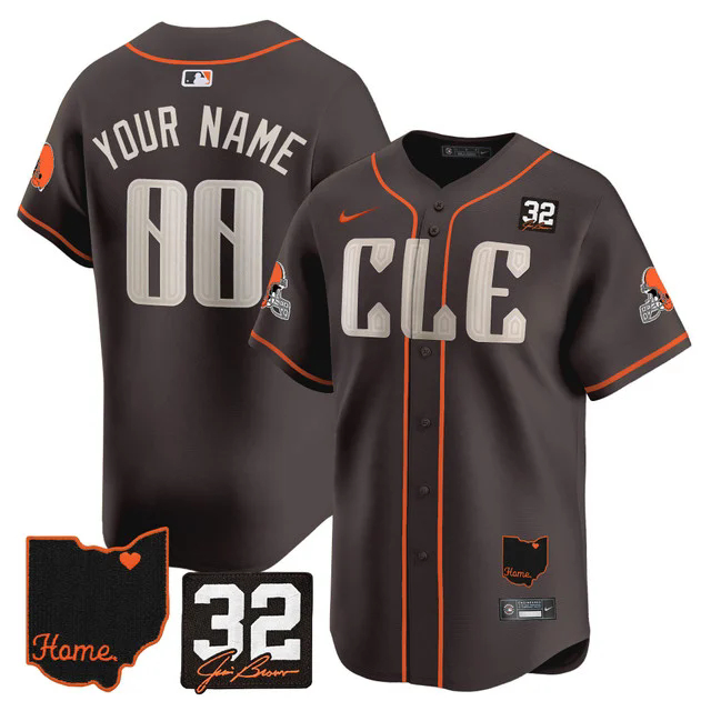 Browns #32 Jim Brown Memorial & Home Patch Vapor Premier Limited Custom Jersey.webp