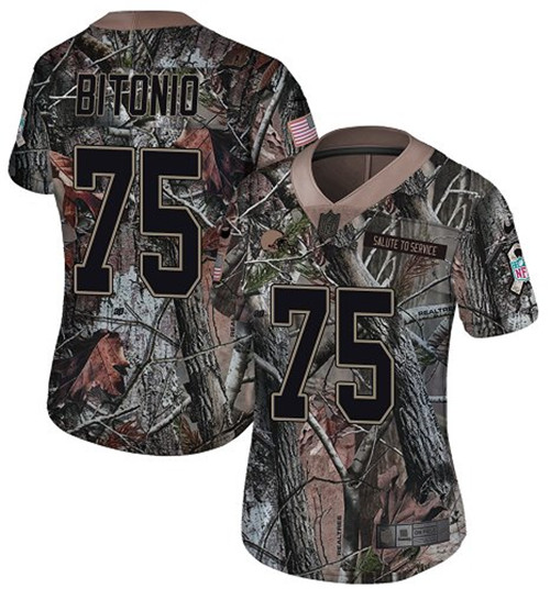 Browns #75 Joel Bitonio Camo Women's Stitched Football Limited Rush Realtree Jersey