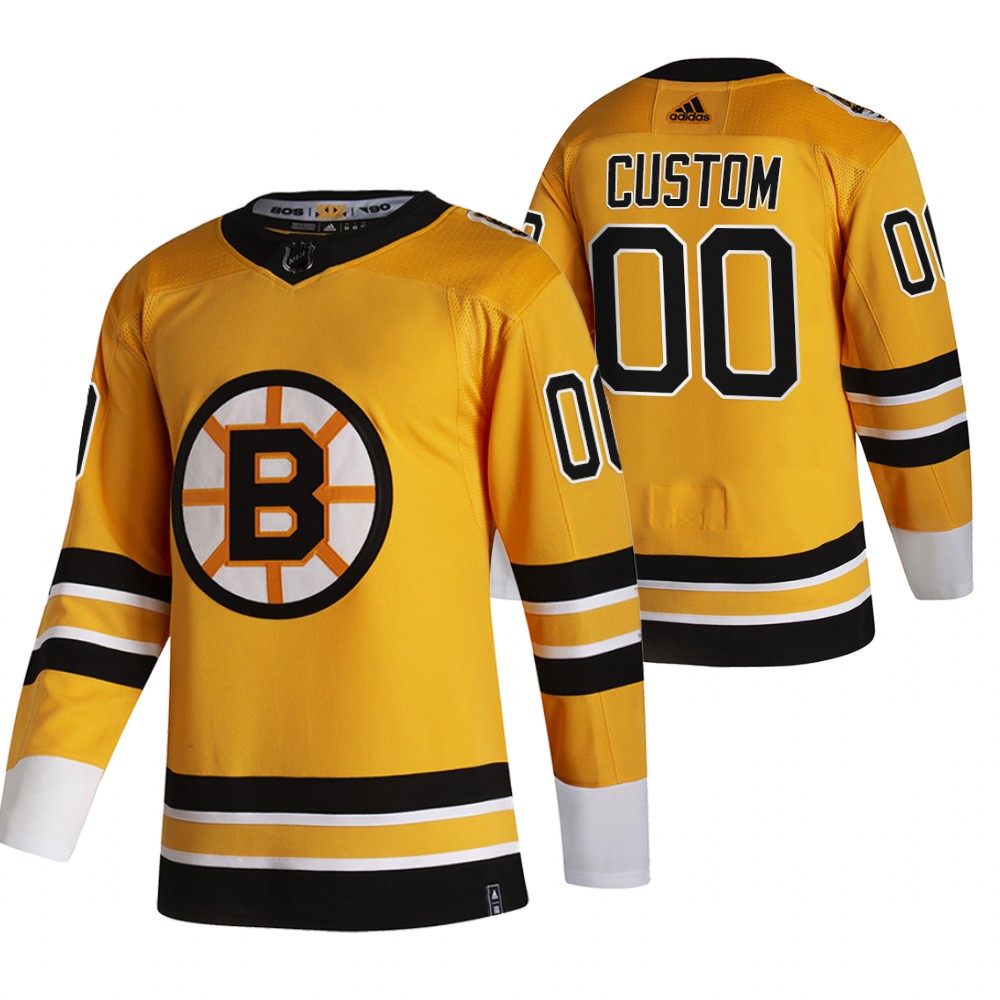 Bruins 2021 Reverse Retro #00 Custom Gold Jersey Authentic