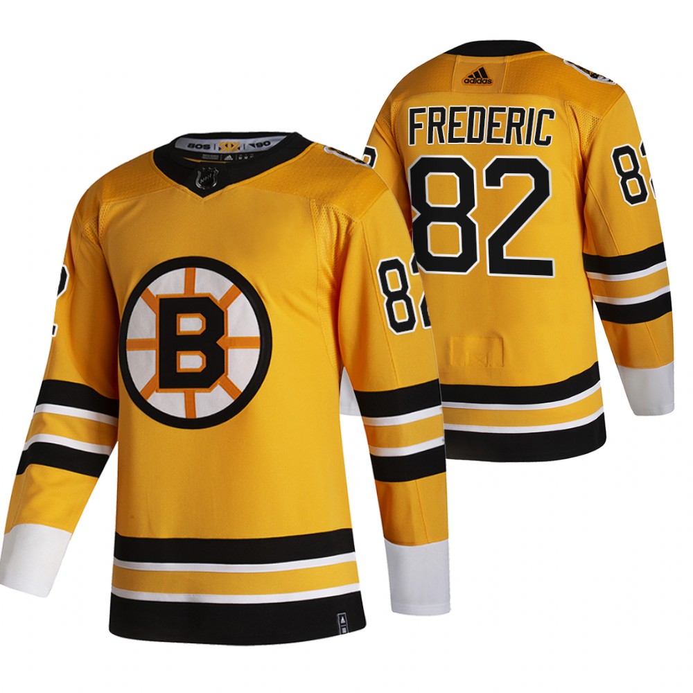 Bruins 2021 Reverse Retro #82 Trent Frederic Gold Jersey Authentic