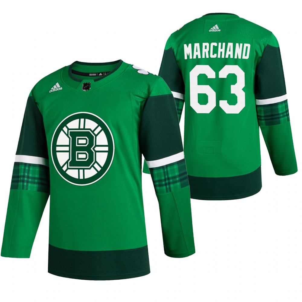 Bruins Brad Marchand 2020 St Paddy's Day Green #63 Jersey Stitched