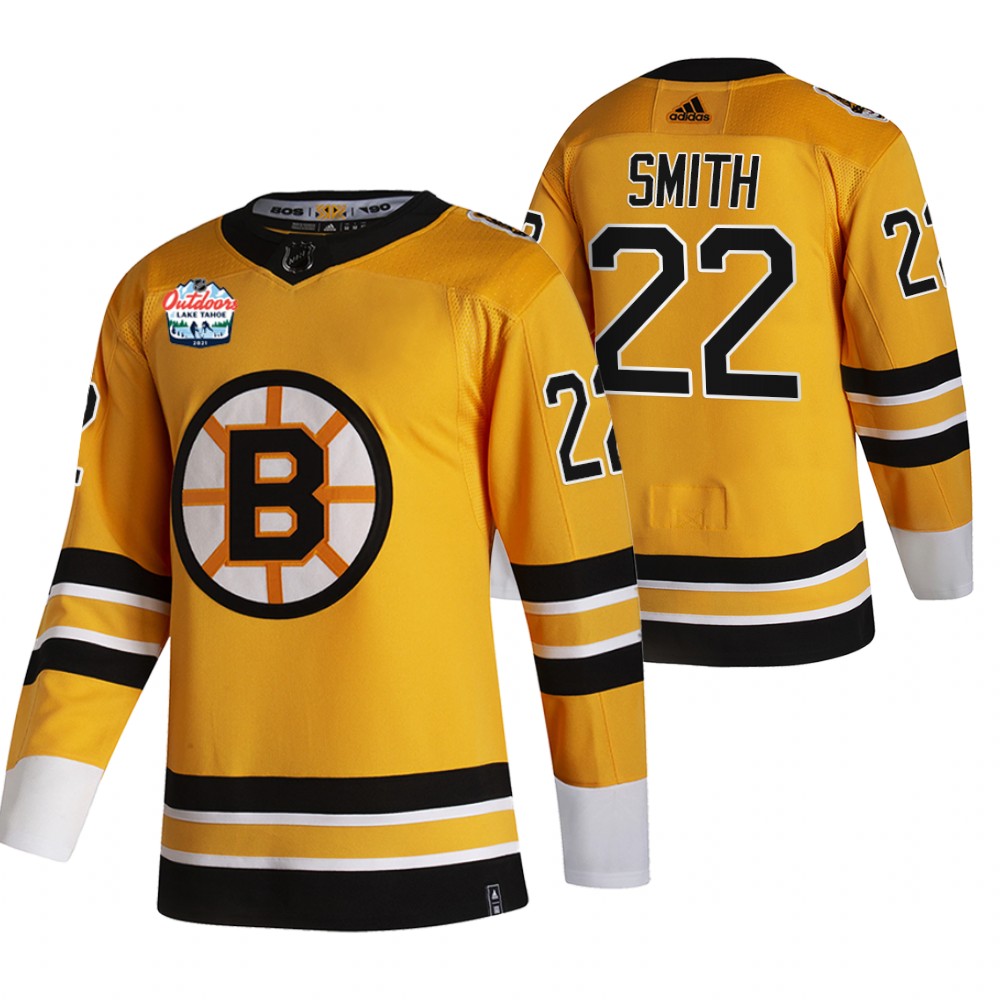 Bruins Craig Smith Lake Tahoe 2021 Retro Jersey Gold NHL Outdoors Sunday Stitched
