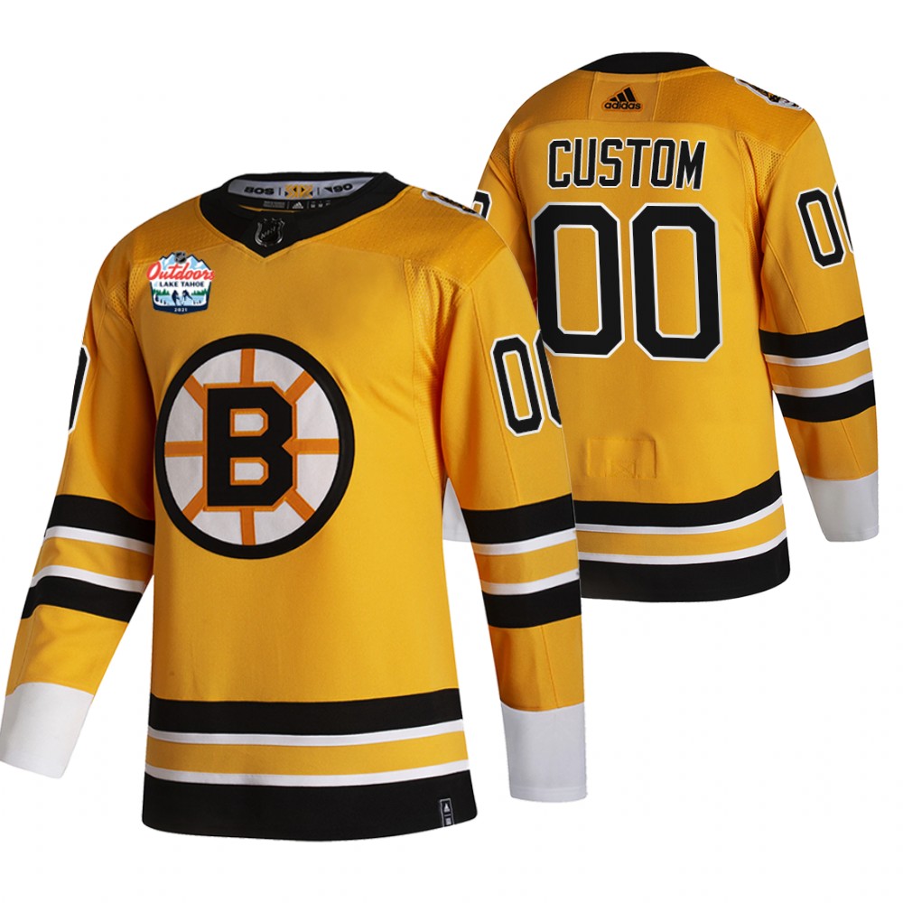Bruins Custom Lake Tahoe 2021 Retro Jersey Gold NHL Outdoors Sunday