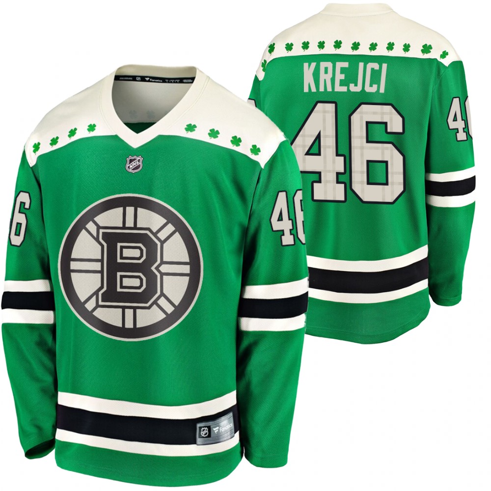 Bruins David Krejci 2020 St. Patrick's Day Green #46 Jersey Replica Player