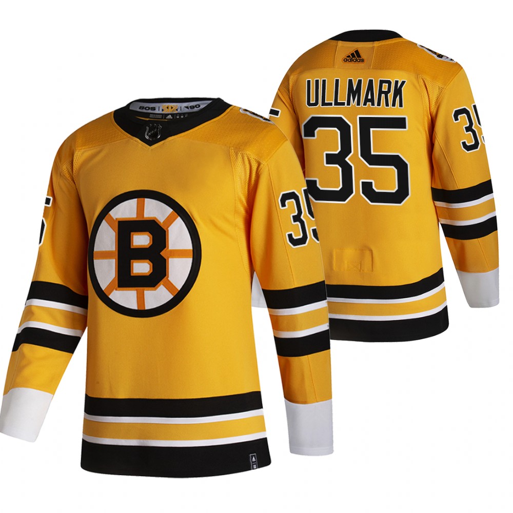 Bruins Linus Ullmark 2021 Reverse Retro Gold Special Edition Jersey Stitched