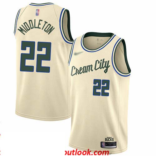 Bucks #22 Khris Middleton Cream Basketball Swingman City Edition 2019 20 Jersey
