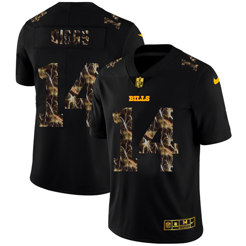Buffalo Bills #14 Stefon Diggs Men's Black Nike Flocked Lightning Vapor Limited NFL Jersey