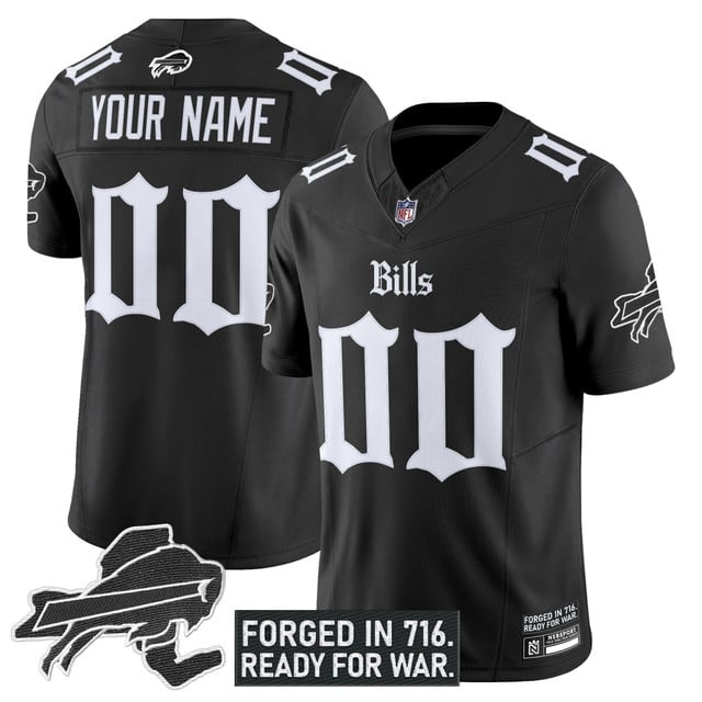 Buffalo Bills 'Gothic Cold Front Edition' Vapor Limited Custom Jersey - All Stitched Men Black