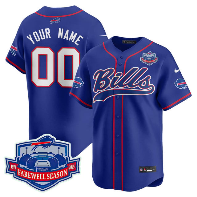 Buffalo Bills 2025 Baseball Custom Jersey All Stitched - Farewell to Highmark Stadium blue