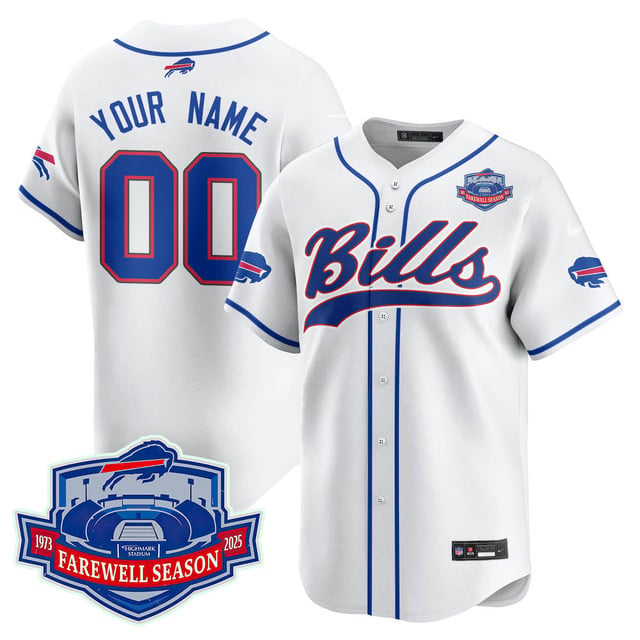 Buffalo Bills 2025 Baseball Custom Jersey All Stitched - Farewell to Highmark Stadium white