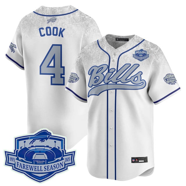 Buffalo Bills 2025 Baseball Jersey All Stitched - Farewell to Highmark Stadium #4 James Cook