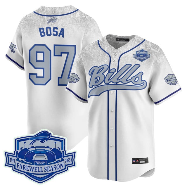 Buffalo Bills 2025 Baseball Jersey All Stitched - Farewell to Highmark Stadium #97 Joey Bosa