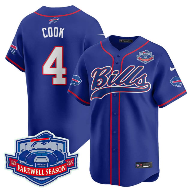 Buffalo Bills 2025 Baseball Jersey All Stitched - Farewell to Highmark Stadium blue #4 James Cook