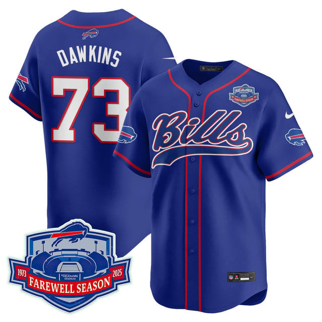 Buffalo Bills 2025 Baseball Jersey All Stitched - Farewell to Highmark Stadium blue #73 Dion Dawkins