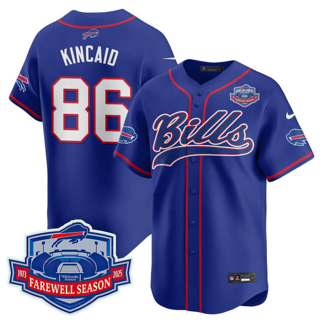 Buffalo Bills 2025 Baseball Jersey All Stitched - Farewell to Highmark Stadium blue #86 Dalton Kincaid