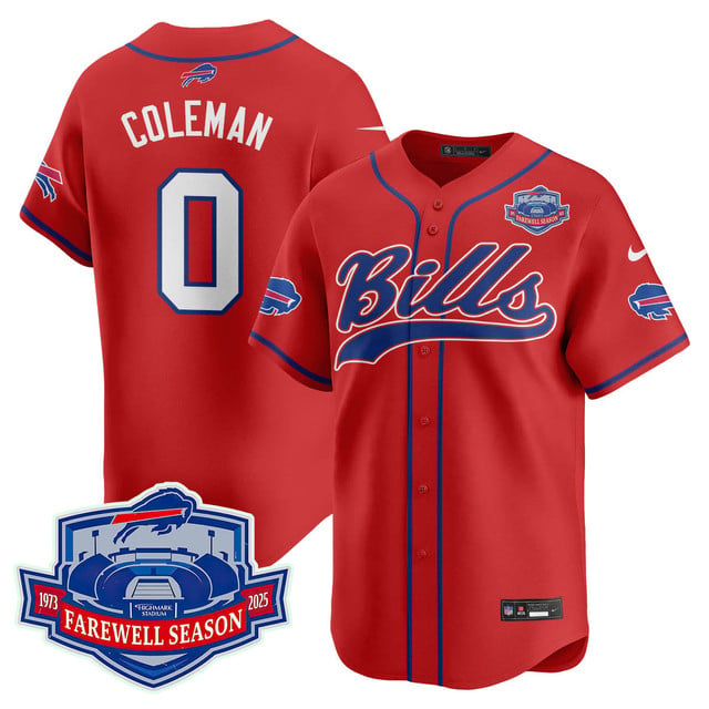 Buffalo Bills 2025 Baseball Jersey All Stitched - Farewell to Highmark Stadium red #0 Keon Coleman
