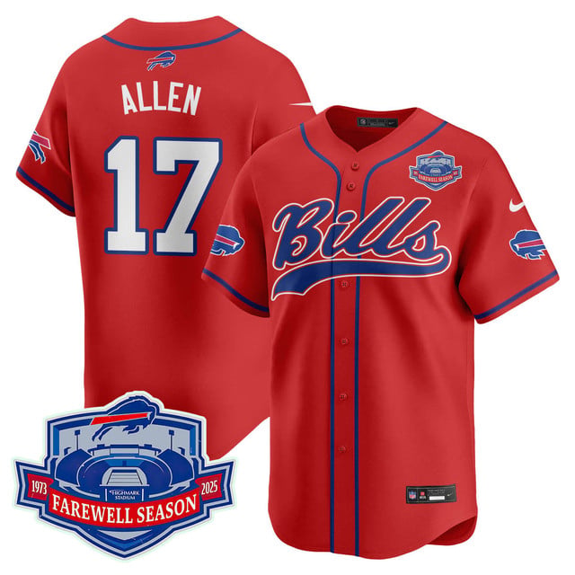 Buffalo Bills 2025 Baseball Jersey All Stitched - Farewell to Highmark Stadium red #17 Josh Allen