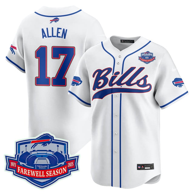 Buffalo Bills 2025 Baseball Jersey All Stitched - Farewell to Highmark Stadium white #17 Josh Allen