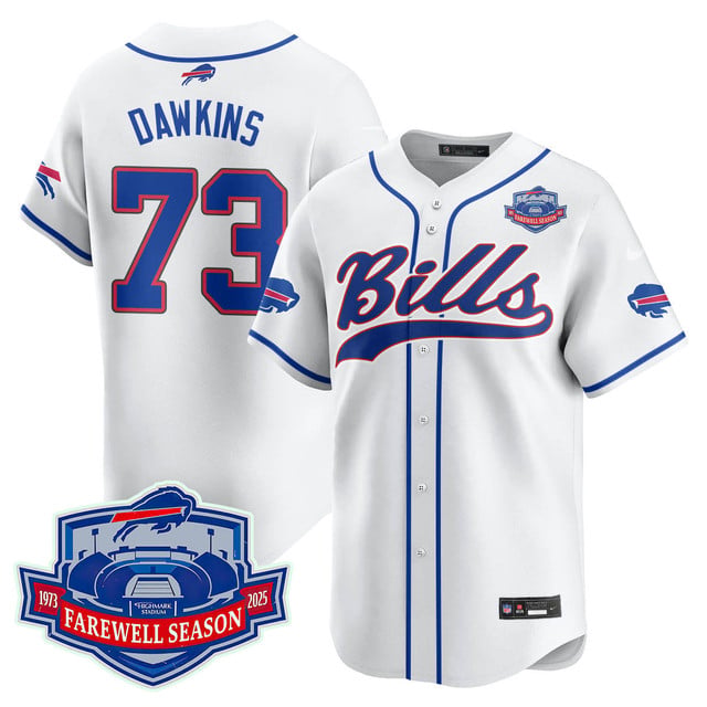 Buffalo Bills 2025 Baseball Jersey All Stitched - Farewell to Highmark Stadium white #73 Dion Dawkins