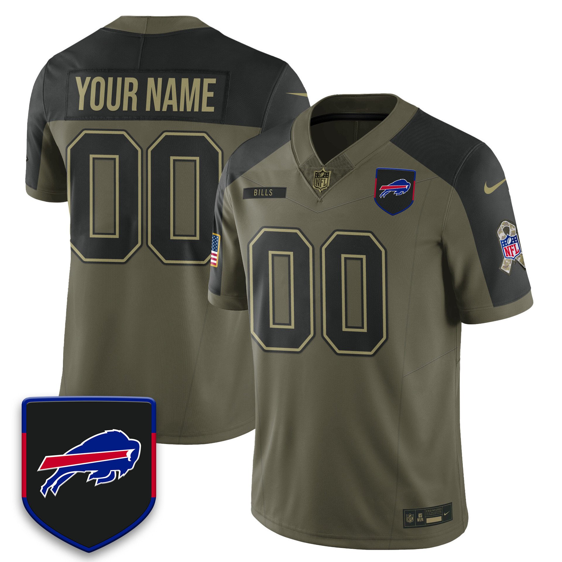 Buffalo Bills 2025 Salute to Service Limited Custom Jersey olive