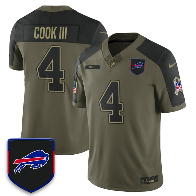 Buffalo Bills 2025 Salute to Service Limited Jersey olive #4 James Cook III