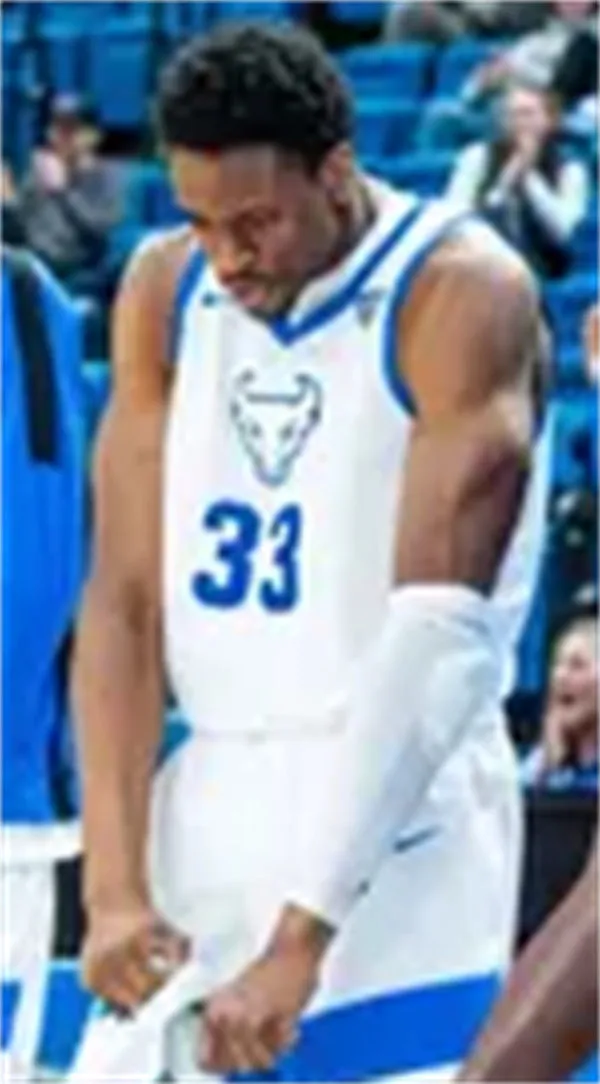 Buffalo Bulls #33 Tim Oboh White with Bulls Logo College Basketball Game Jersey 