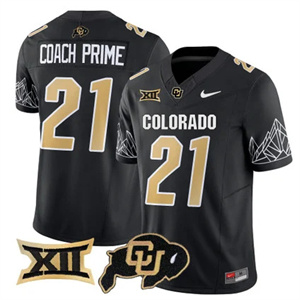Buffaloes Vapor Limited football Jersey V3 Big 12 XII Patch - All Stitched BLACK   #21 COACH PRIME