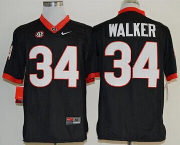 Bulldogs #34 Herschel Walker Black Limited SEC Patch Stitched NCAA Jersey