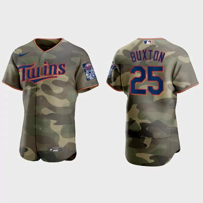 Byron Buxton Minnesota Twins 2021 National Armed Forces Day Authentic Jersey – Camo