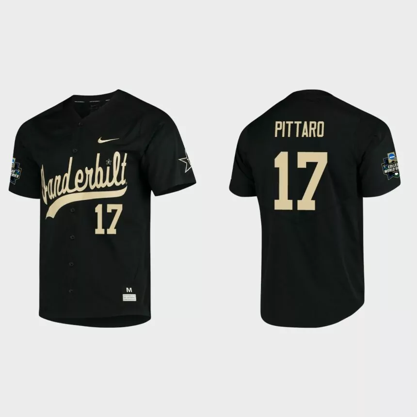 C.J. Pittaro Vanderbilt Commodores College World Series Baseball Jersey – Black