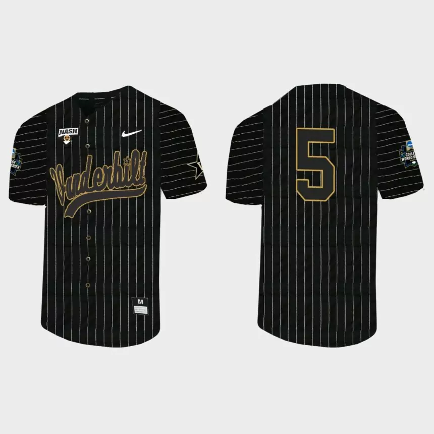 CJ Rodriguez Vanderbilt Commodores 2021 College World Series Pinstripe Baseball Jersey – Black