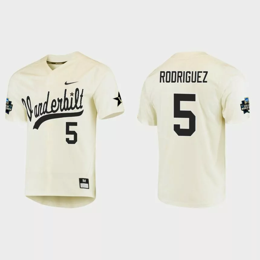 CJ Rodriguez Vanderbilt Commodores College World Series Baseball Jersey – Cream