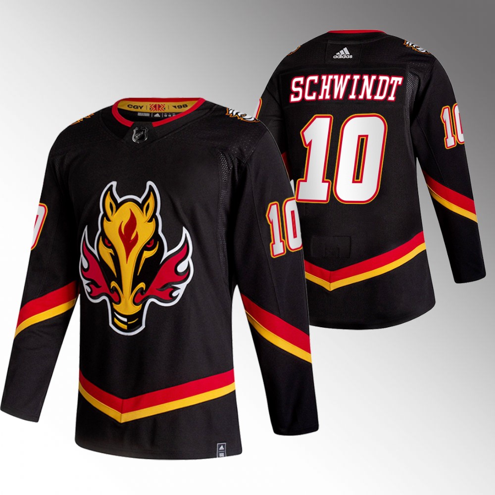 Calgary Flames Cole Schwindt Black 2022 Reverse Retro Authentic Jersey
