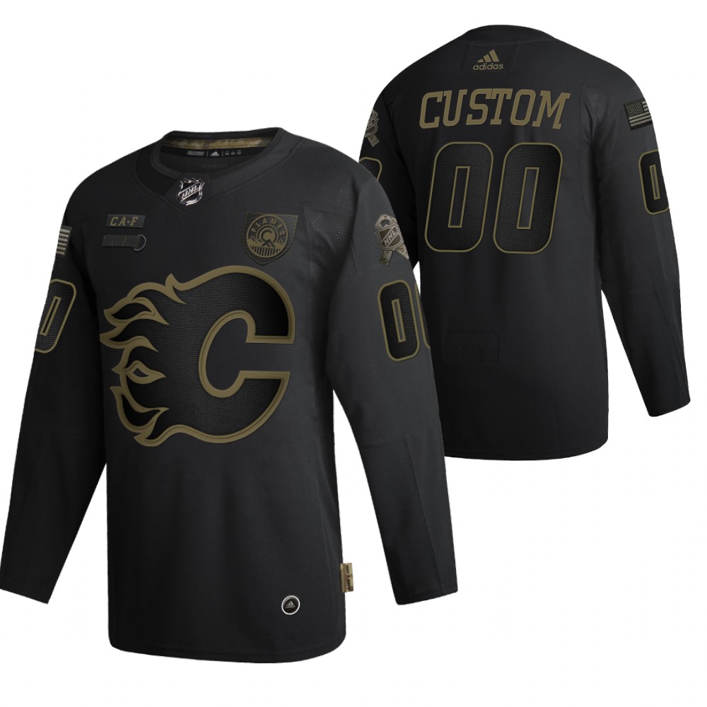 Calgary Flames Custom Black 2020 Salute To Service Authentic Jersey