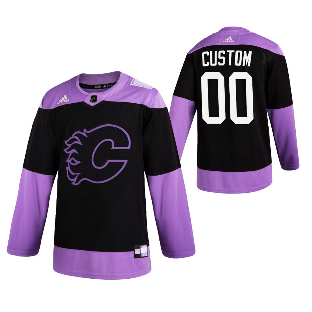 Calgary Flames HockeyFightsCancer Custom Purple Jersey Authentic